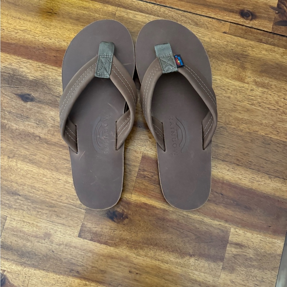 Rainbow flip flops, new never worn. Ladies 6.5-7.5